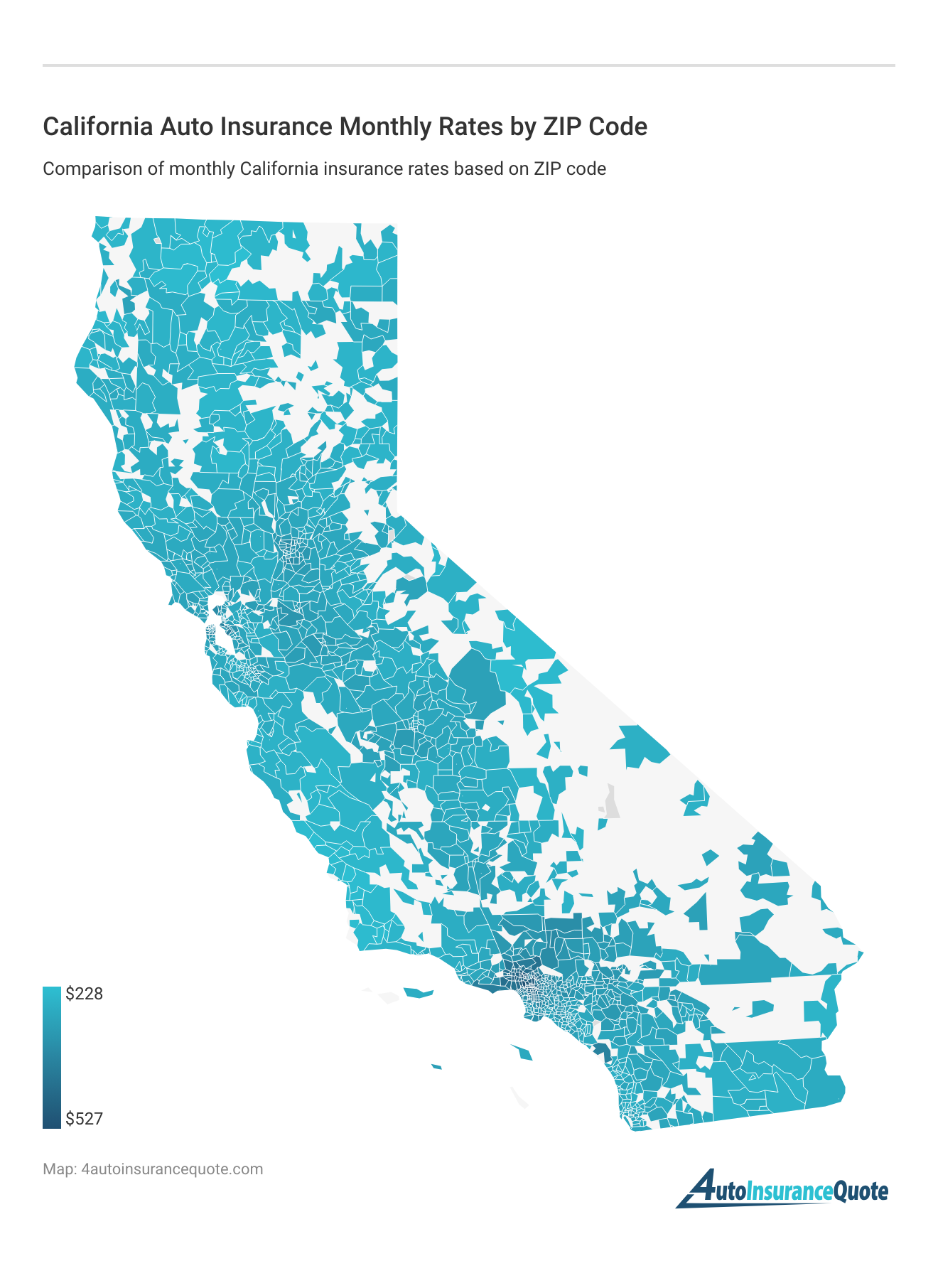 <h3>California Auto Insurance Monthly Rates by ZIP Code</h3>