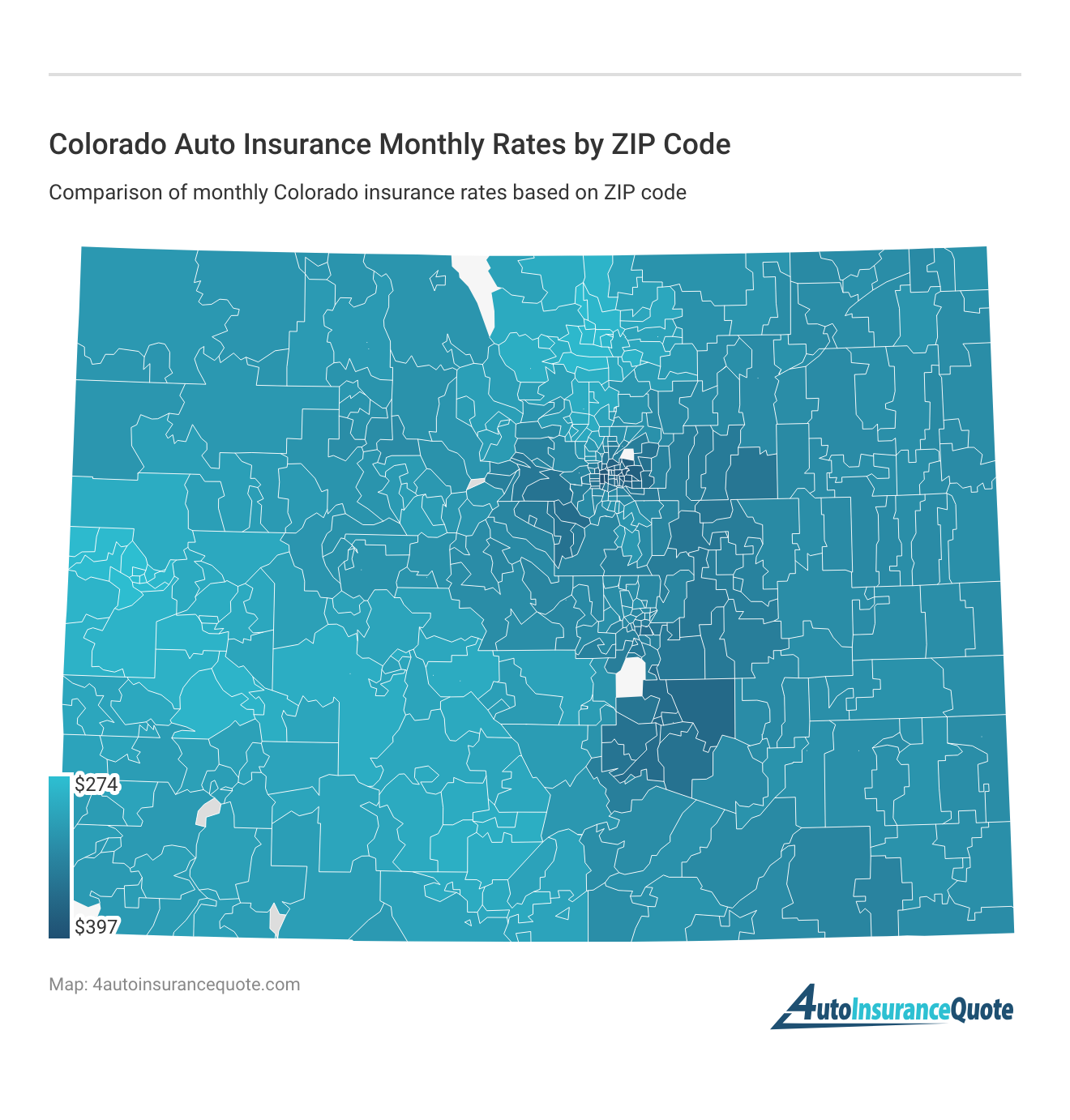 <h3>Colorado Auto Insurance Monthly Rates by ZIP Code</h3>