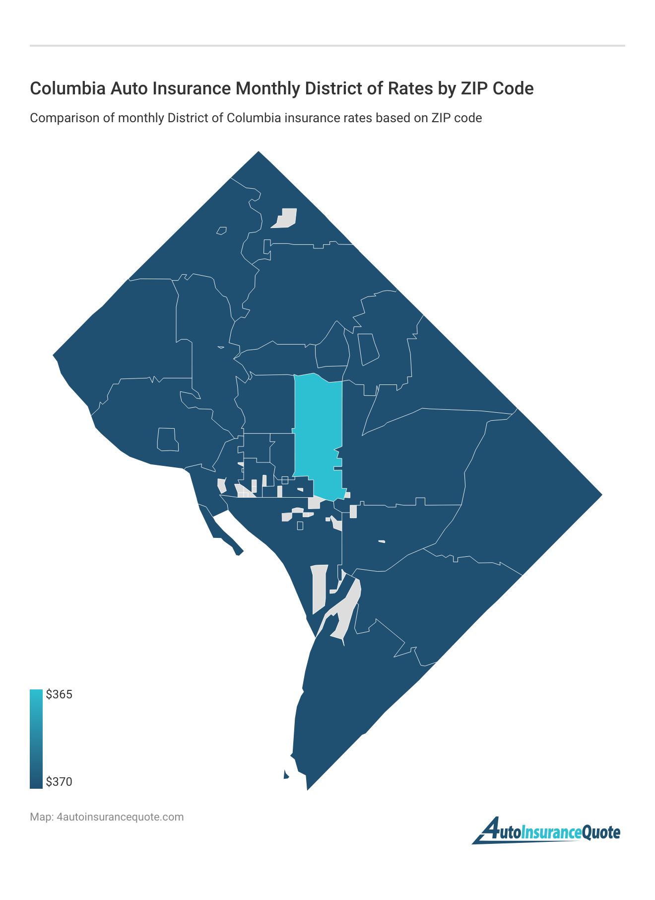 <h3>Columbia Auto Insurance Monthly District of Rates by ZIP Code</h3>