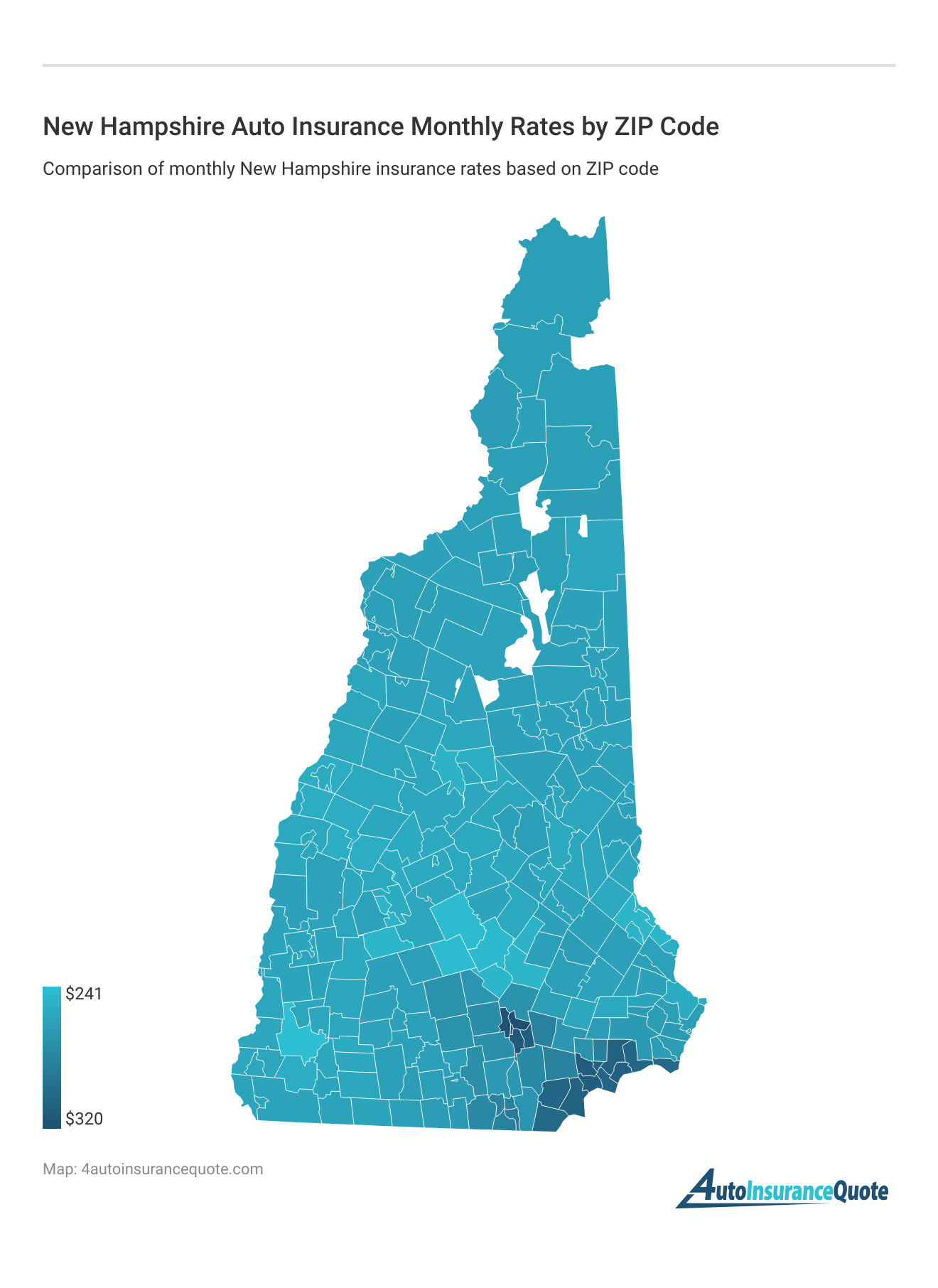 <h3>New Hampshire Auto Insurance Monthly Rates by ZIP Code</h3>