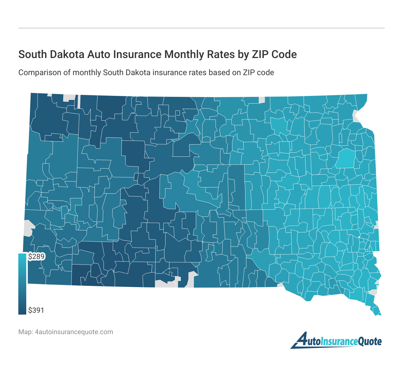 <h3>South Dakota Auto Insurance Monthly Rates by ZIP Code</h3>