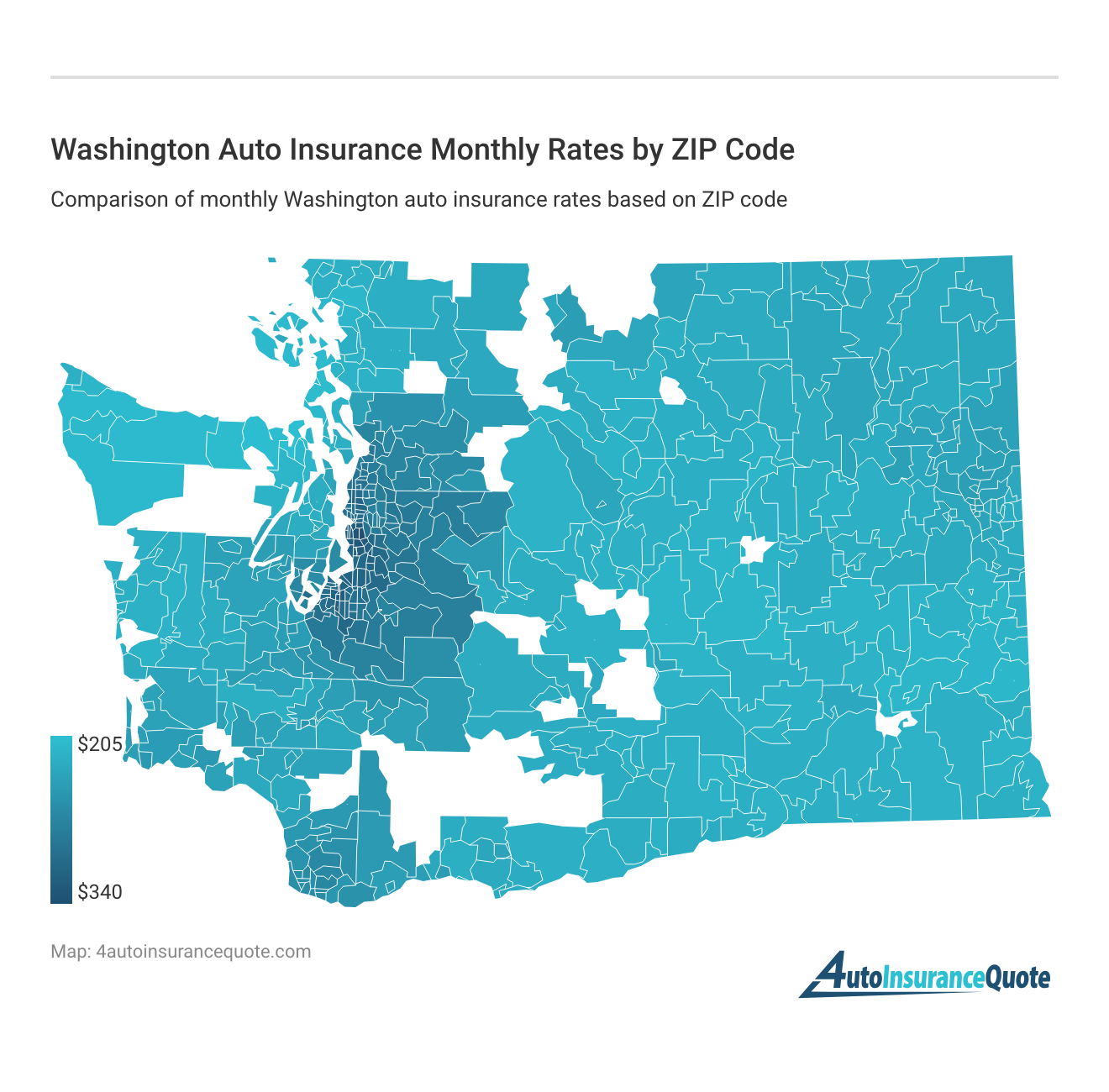 <h3>Washington Auto Insurance Monthly Rates by ZIP Code</h3>